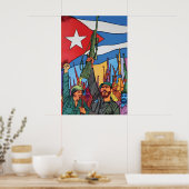 Affiche de propagande Cuba Dix ans de révolution (Cuisine)
