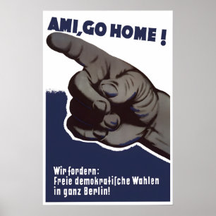 Affiche de propagande d'Allemagne de l'Est Les Amé