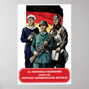 Affiche de propagande d'Allemagne de l'Est NVA La 