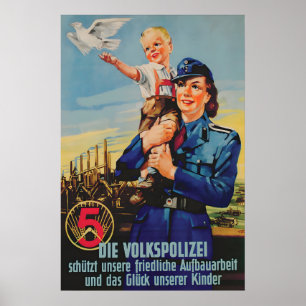 Affiche de propagande de la RDA La Volkspolizei pr