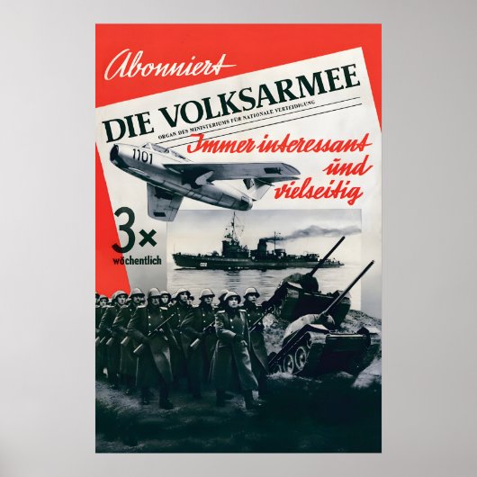 Affiche de propagande de la RDA L'armée populaire (Devant)