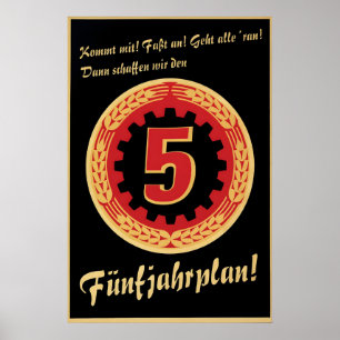 Affiche de propagande de la RDA Plan quinquennal, 