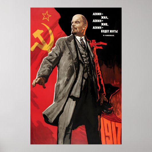 Affiche de propagande soviétique de Lénine, Vive L (Devant)