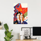 Affiche de propagande soviétique École de l'armée  (Bureau à domicile)