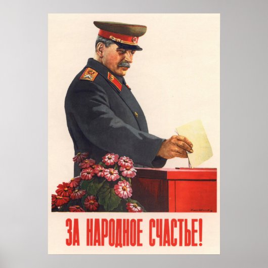 Affiche de propagande soviétique Joseph Staline (Devant)