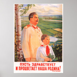Affiche de propagande soviétique Joseph Staline