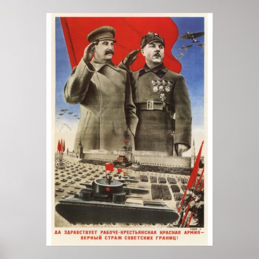 Affiche de propagande soviétique Joseph Staline (Devant)