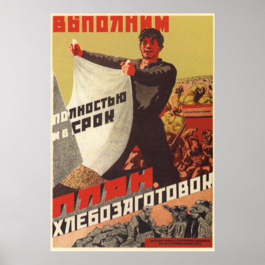 Affiche de propagande soviétique Kolkhoz 1930 (Devant)