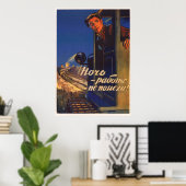 Affiche de propagande soviétique Kolkhoz 1956 (Bureau à domicile)