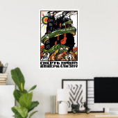 Affiche de propagande soviétique Mort de l'interna (Bureau à domicile)