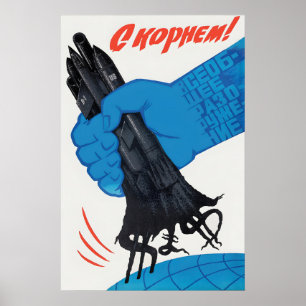 Affiche de propagande soviétique Par la racine Ant