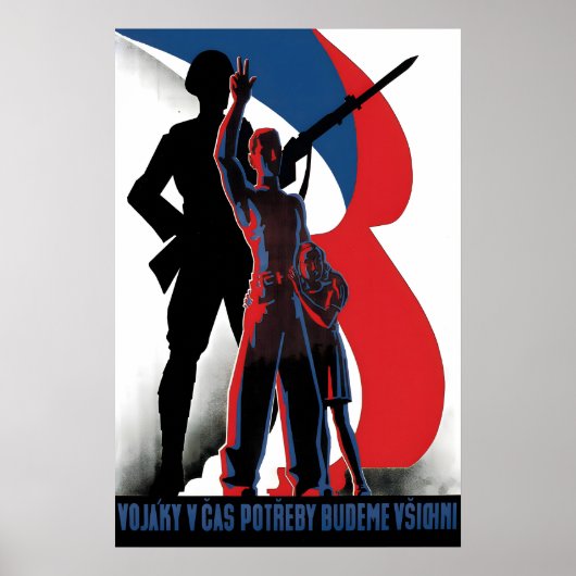 Affiche de propagande tchécoslovaque de la Seconde (Devant)