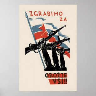 Affiche de propagande yougoslave de 1945 Prenons t