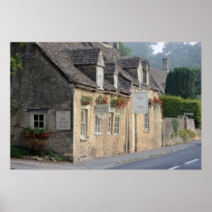 Affiche de pub de village dans les Cotswolds