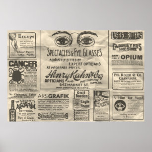 Affiche de publicités de journaux anciens 60x40 Pe