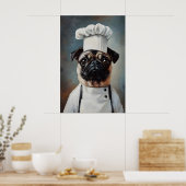 Affiche De Pug En Chapeau De Chef, Affiche De Chie (Cuisine)
