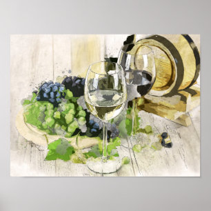affiche de raisins et de vin
