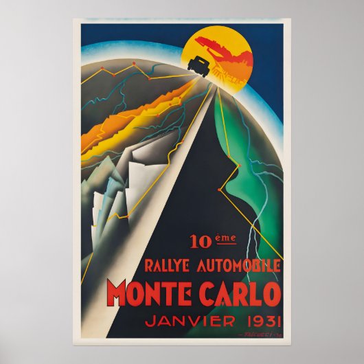 Affiche de rallye automobile Monte Carlo vintage (Devant)