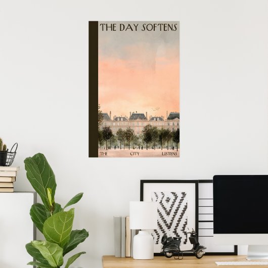 Affiche de rangée de bâtiments parisiens Citation (Bureau à domicile)