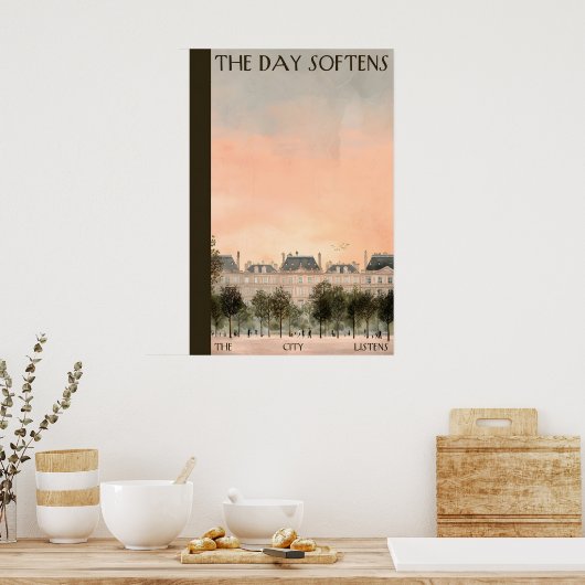 Affiche de rangée de bâtiments parisiens Citation  (Cuisine)