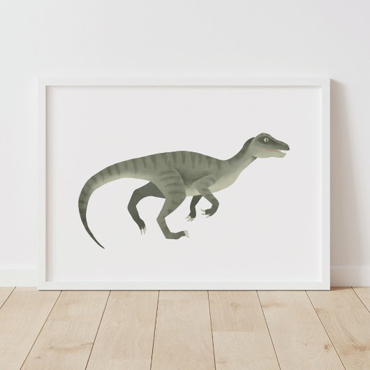 Affiche de raptor vert pour chambre d'enfants dino