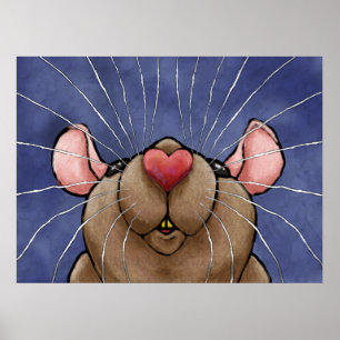 Affiche de rat au cœur mignon