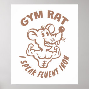 Affiche de Rats de Gym. Art mural de fitness drôle