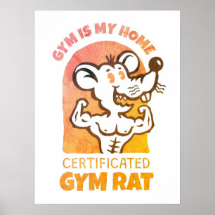 Affiche de Rats de Gym. Art mural de fitness drôle