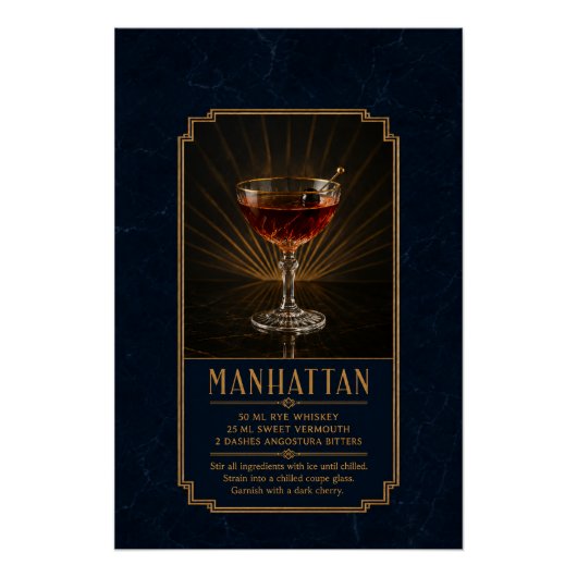 Affiche de recette de Manhattan | Art de bar (Devant)