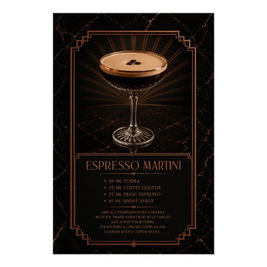 Affiche de recette de Martini Espresso | Art de ba (Devant)