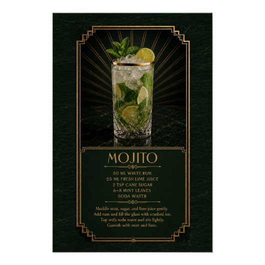 Affiche de recette de Mojito | Art de bar (Devant)