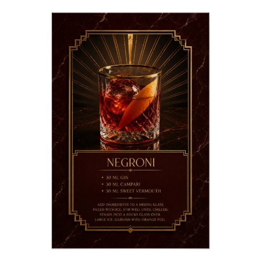 Affiche de recette de Negroni | Art de bar (Devant)