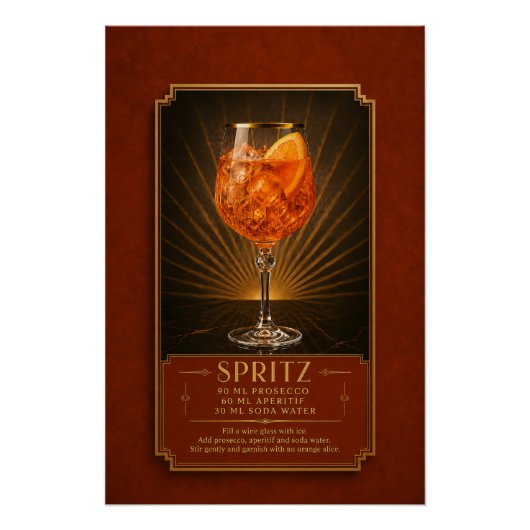 Affiche de recette de Spritz à l'Aperol | Art de b (Devant)