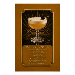 Affiche de recette de Whiskey Sour Art de bar