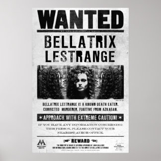 Affiche de recherche de Bellatrix Lestrange
