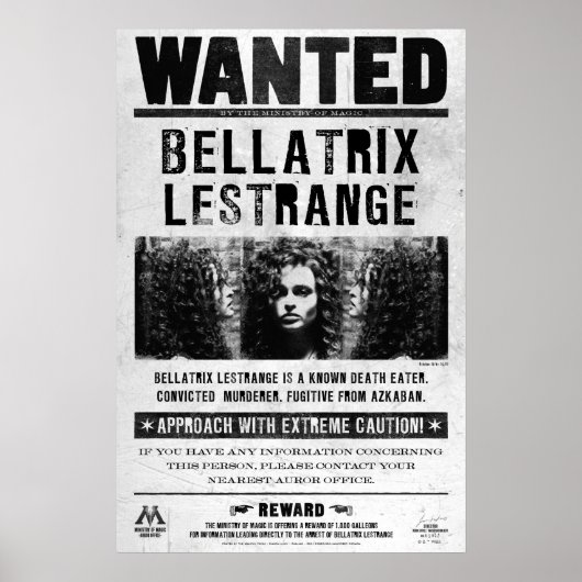 Affiche de recherche de Bellatrix Lestrange (Devant)