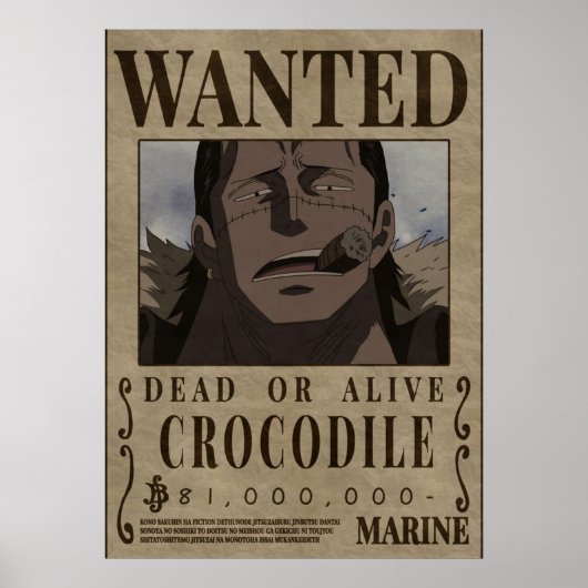 Affiche de recherche de Crocodile One Piece (Devant)