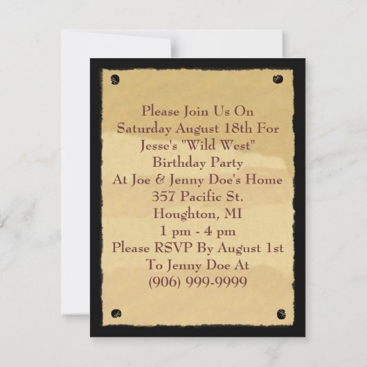 Affiche de Recherche Invitations à une Fête Thème  (Dos)