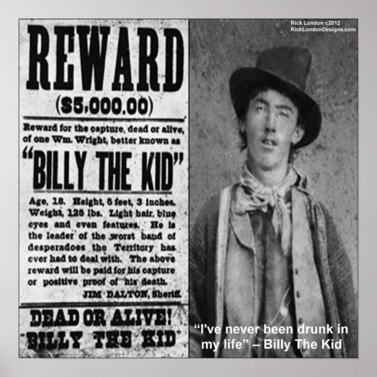 Affiche de récompense de Billy The Kid (Devant)