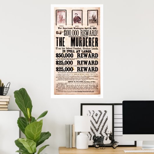 Affiche de récompense pour l'assassinat de Lincoln (Bureau à domicile)