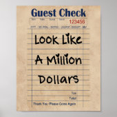 Affiche de reçu de client 'Look Like a Million Dol (Devant)
