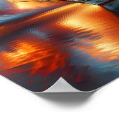 Affiche de réflexion de yacht de coucher de soleil (Coin)