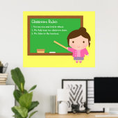 Affiche de règles de classe de l'école adorable (Bureau à domicile)