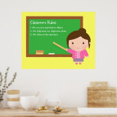 Affiche de règles de classe de l'école adorable (Cuisine)