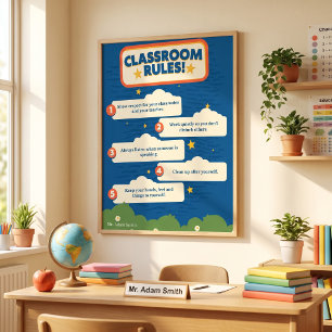Affiche de règles de classe drôles personnalisable