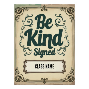Affiche de règles de classe modifiables avec nom