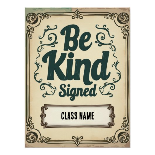 Affiche de règles de classe modifiables avec nom (Devant)