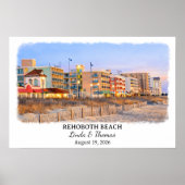 Affiche de Rehoboth Beach Delaware, Aquarelle, Sur (Devant)