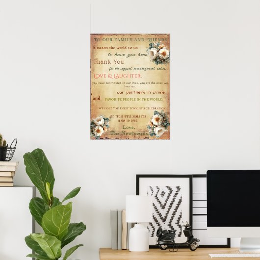 Affiche de remerciement pour la réception de maria (Bureau à domicile)