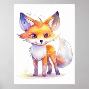 Affiche de renard bébé mignon